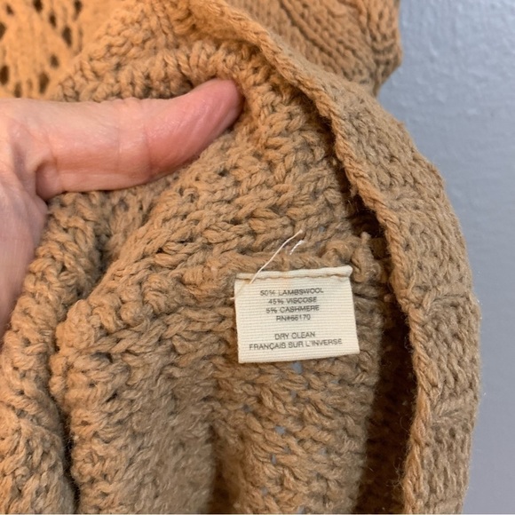 Sparrow tan sleeveless mock turtleneck cable knit vest sweater.‎ Size S - Picture 4 of 7